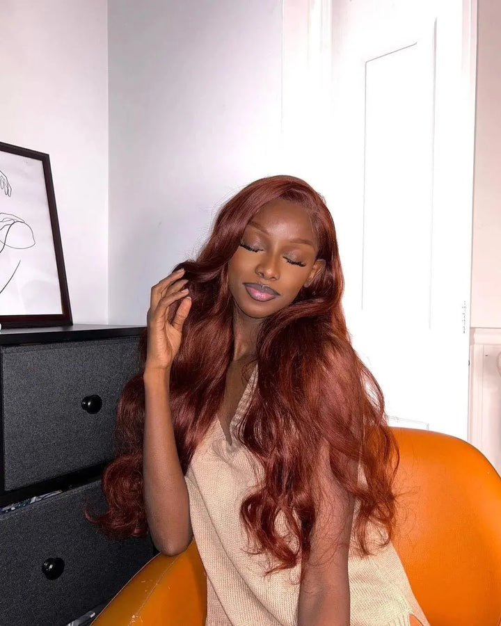 4x4 Reddish Brown Body Wave Wig