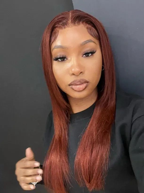 4x4 Reddish Brown Straight Wig