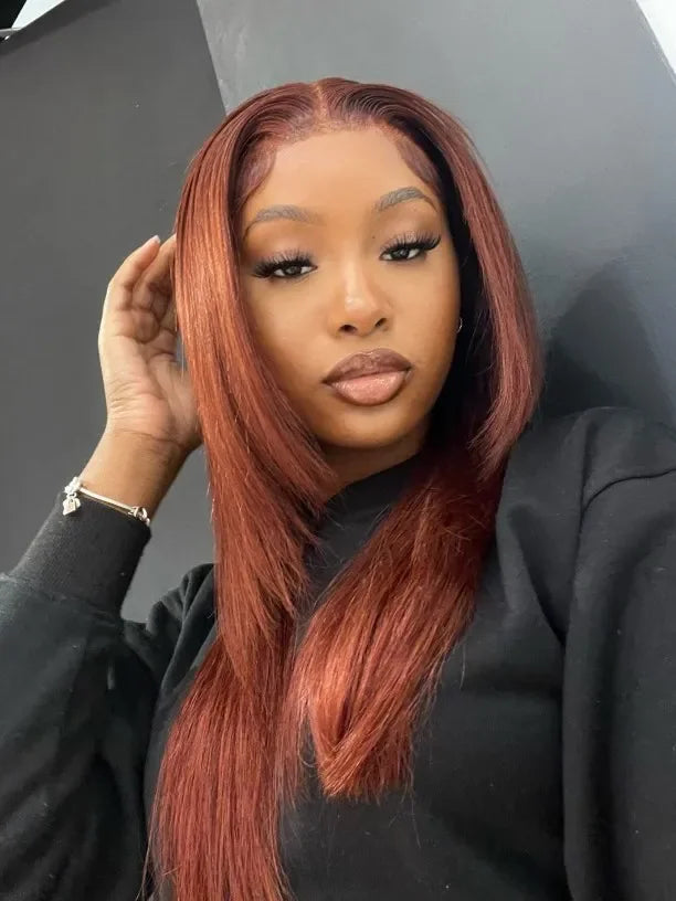 4x4 Reddish Brown Straight Wig