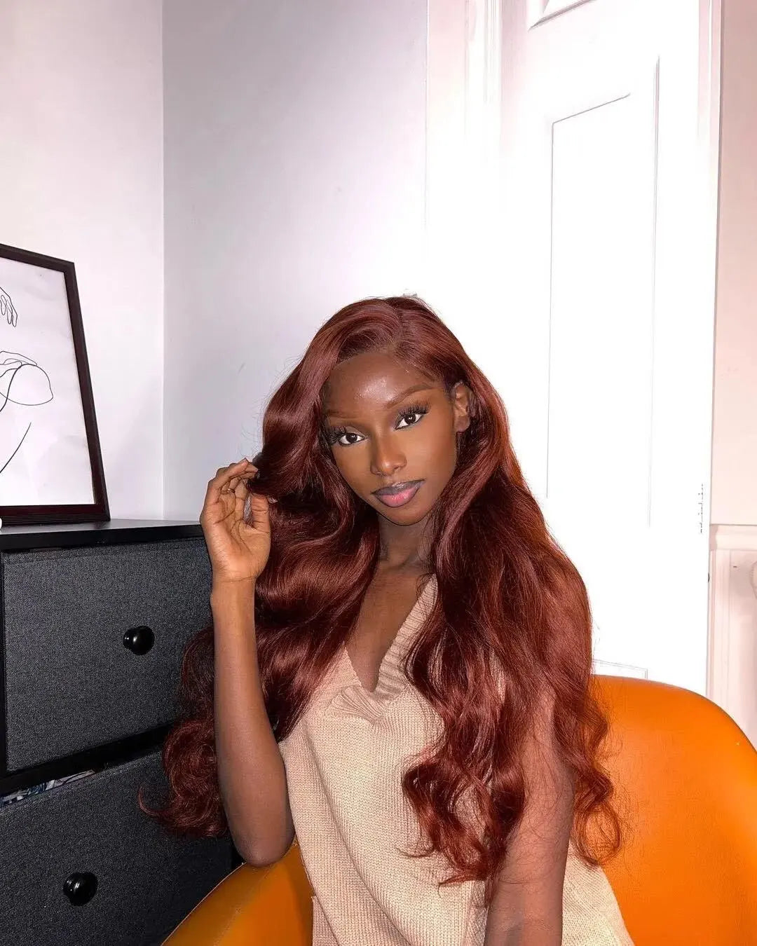 4x4 Reddish Brown Body Wave Wig